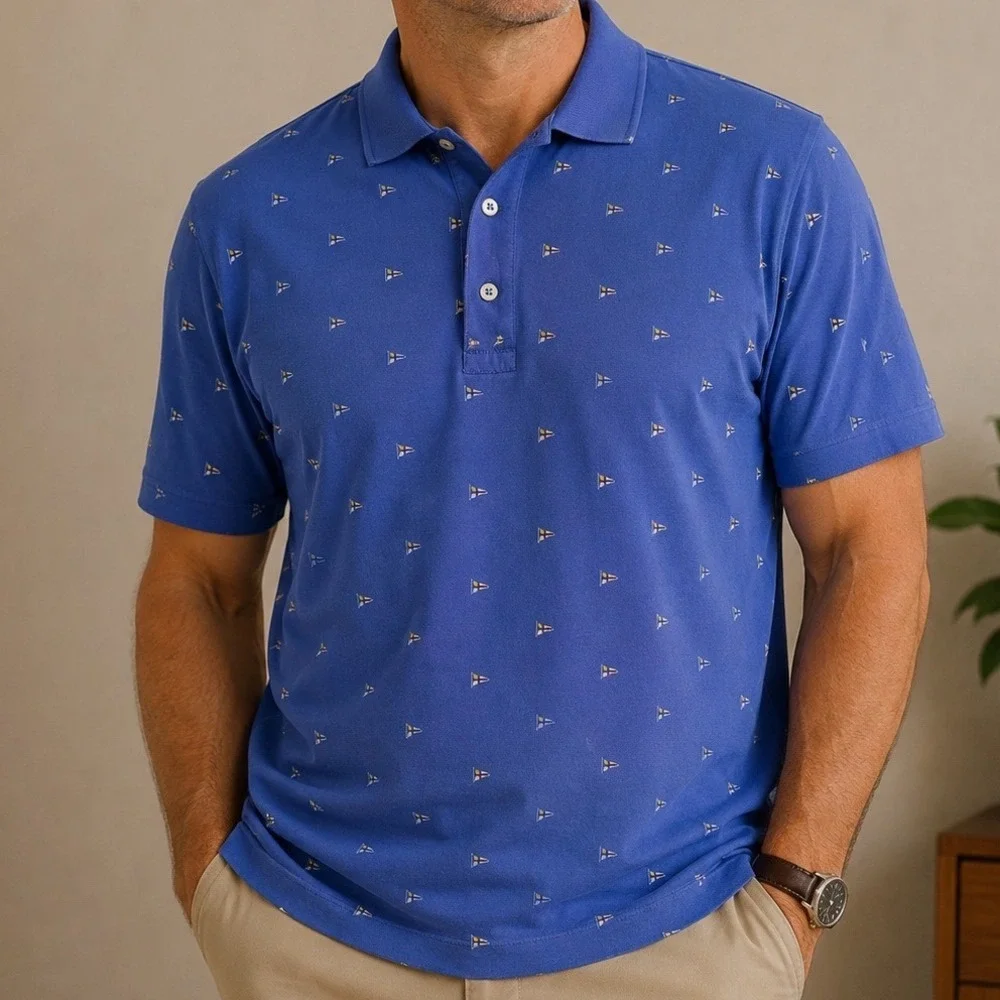 Polo Ralph Lauren Medium Sailboat Polo Shirt 100% Cotton Nautical Preppy Coastal